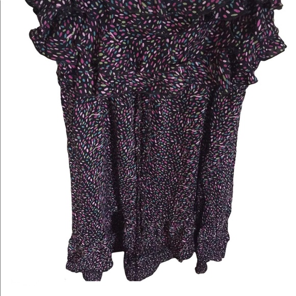 NWT STUDIO SPA Confetti Print Sleeveless Dress W Tiered Ruffle Overlay Black L - Picture 8 of 12